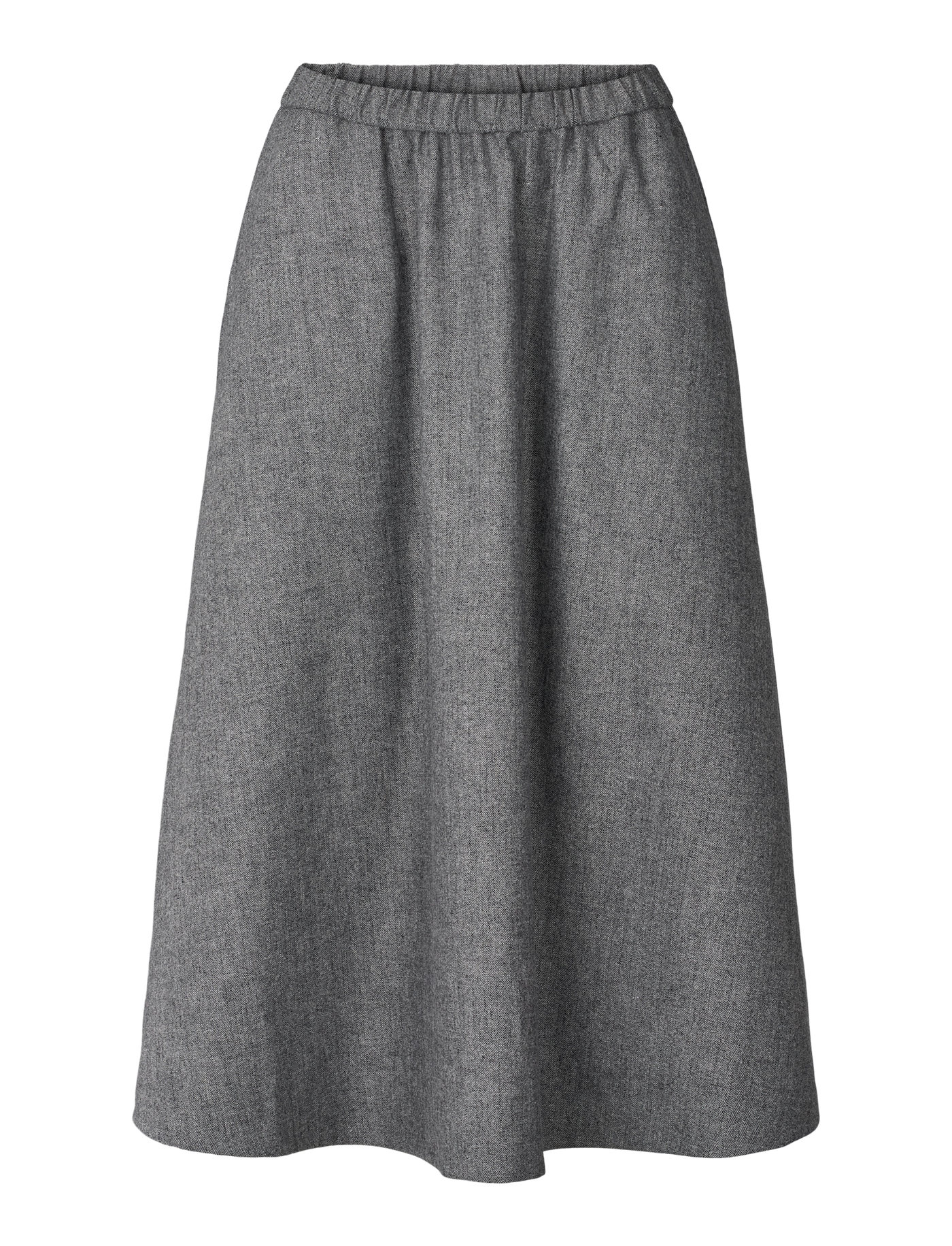 AGNES WOOL SKIRT - GREY HERRINGBONE