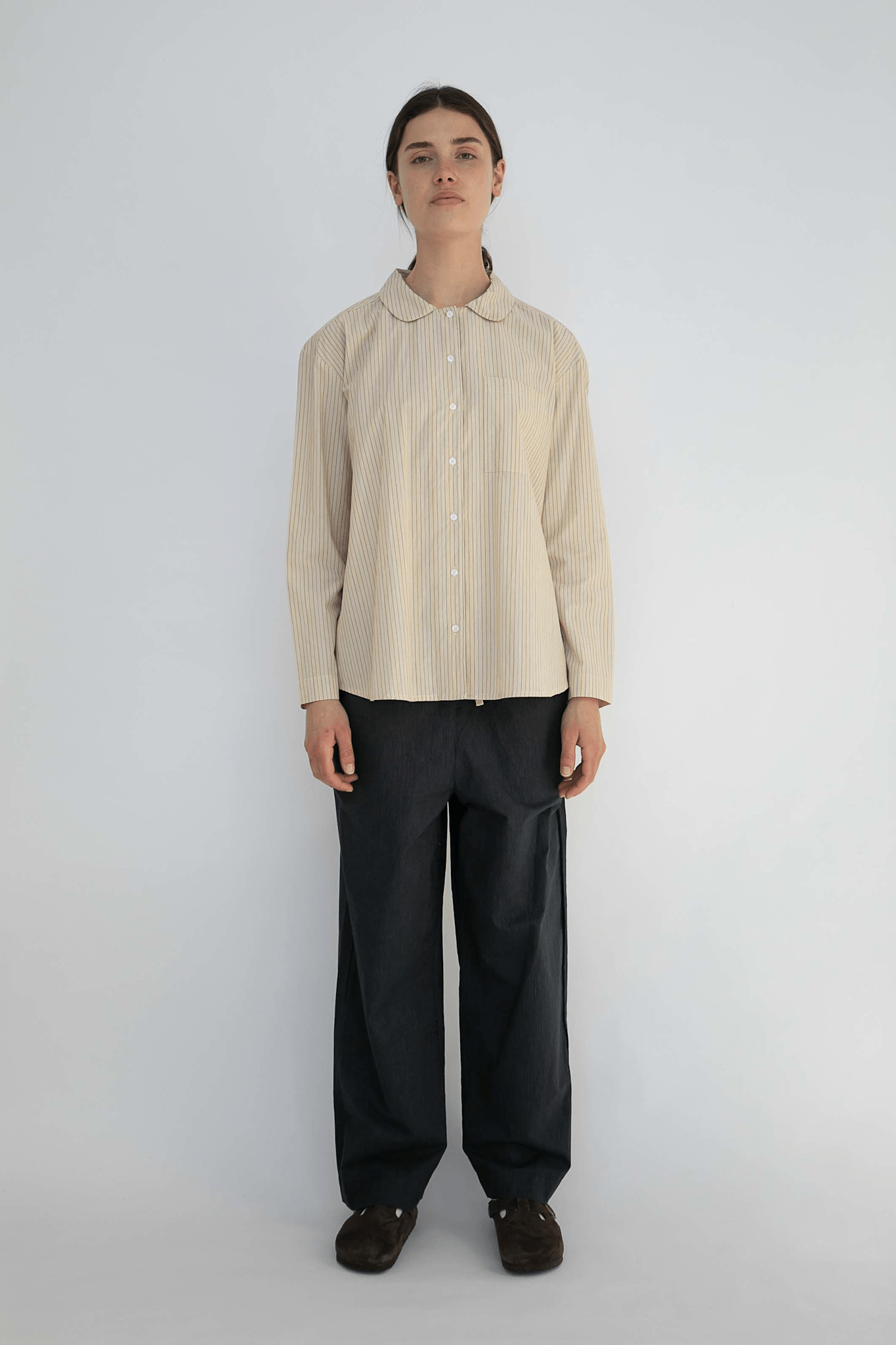 DAGMAR PANTS - BLACK PINSTRIPE