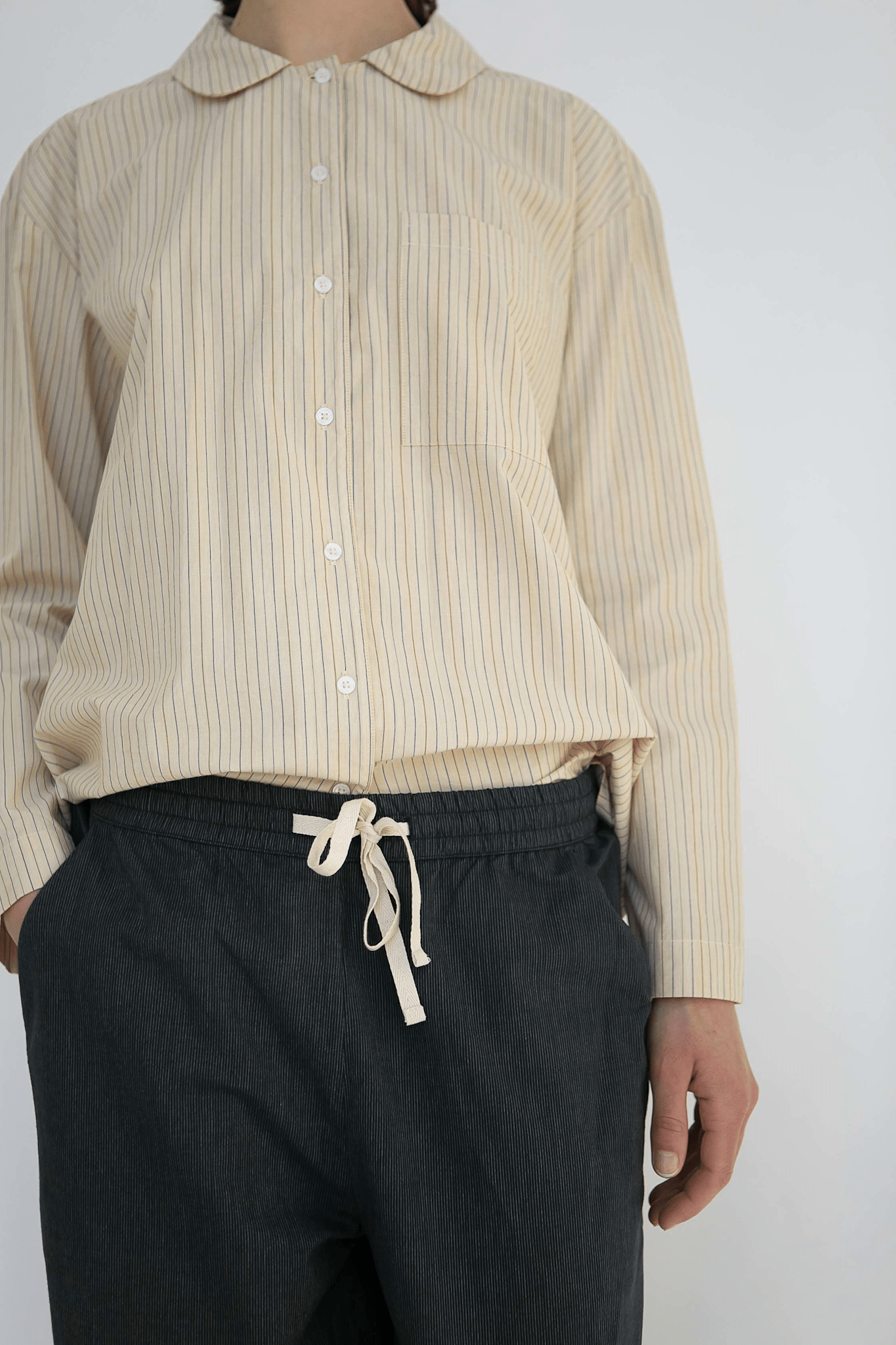 DAGMAR PANTS - BLACK PINSTRIPE