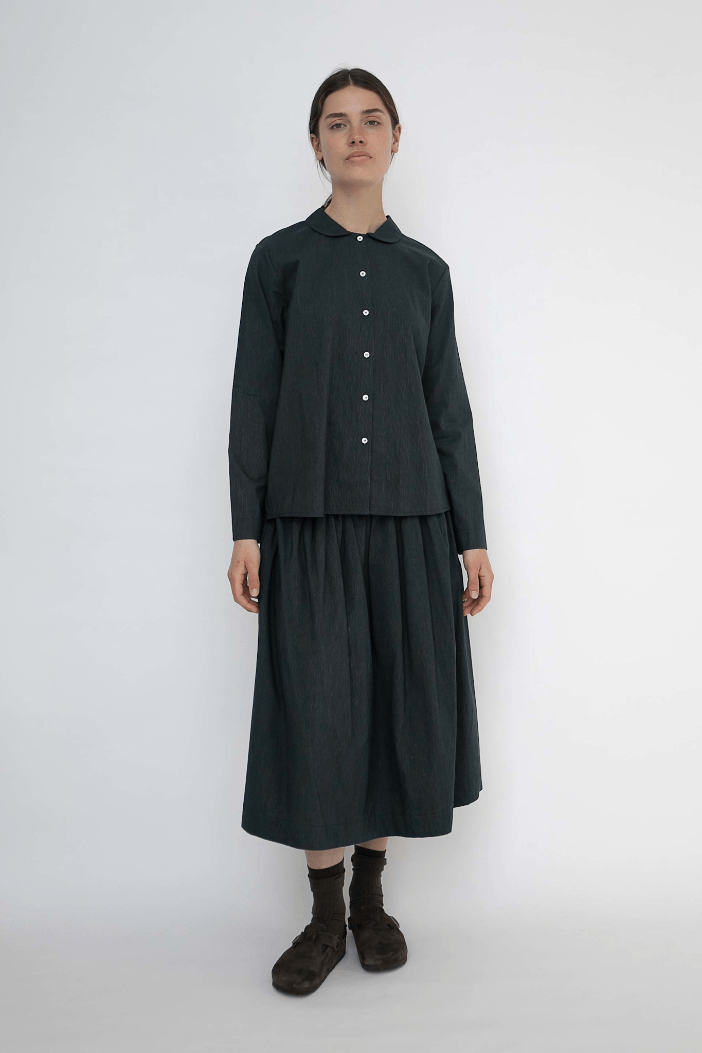 OLGA SKIRT - BLACK PINSTRIPE