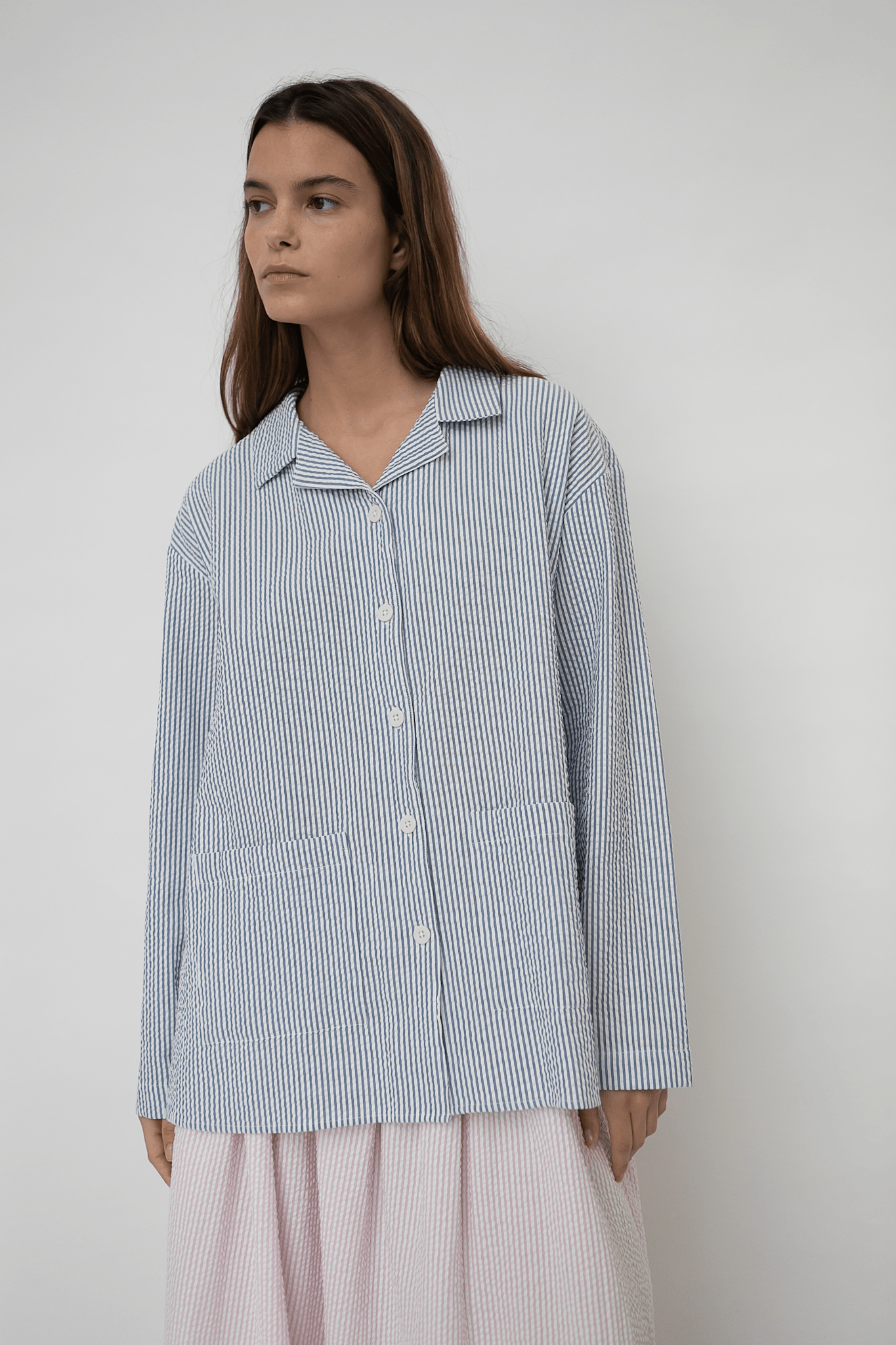 SILJA SHIRT - SEERSUCKER - FJORD