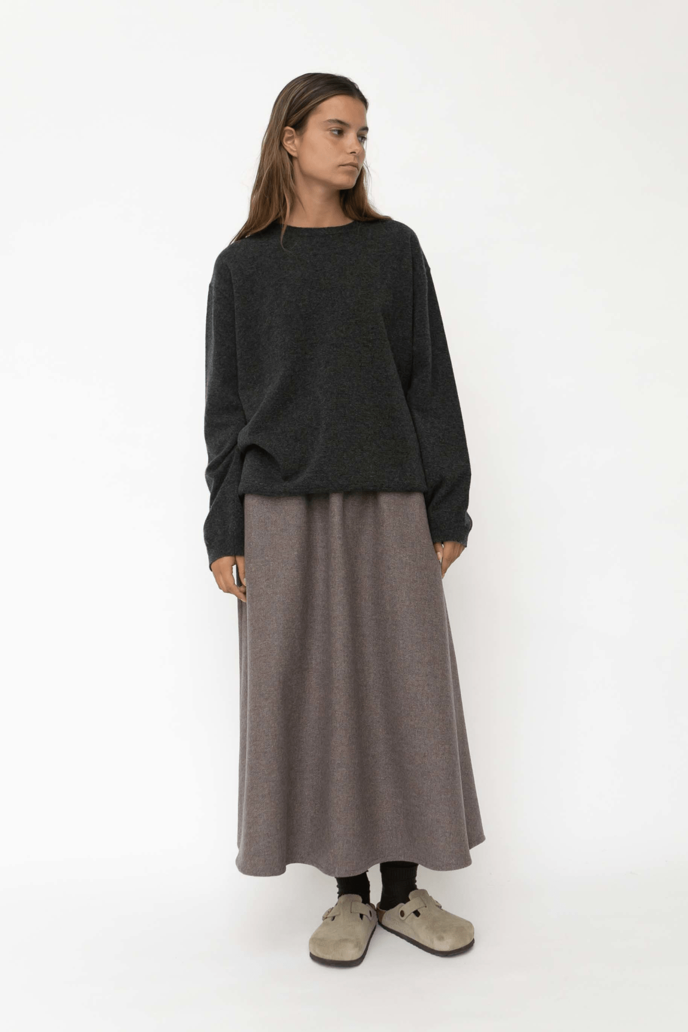 Agnes wool skirt - BROWN MELANGE